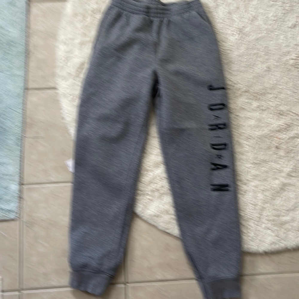 Boys, Air Jordan, extra large gray sweatpants with air Jordan logo